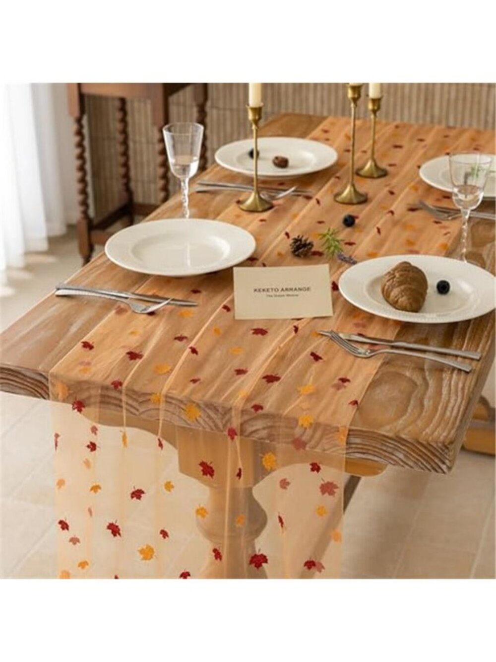 Fall Maple Leaves Table Runner 120 Inch